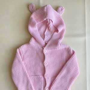 Organic cotton baby girl bear cardigan